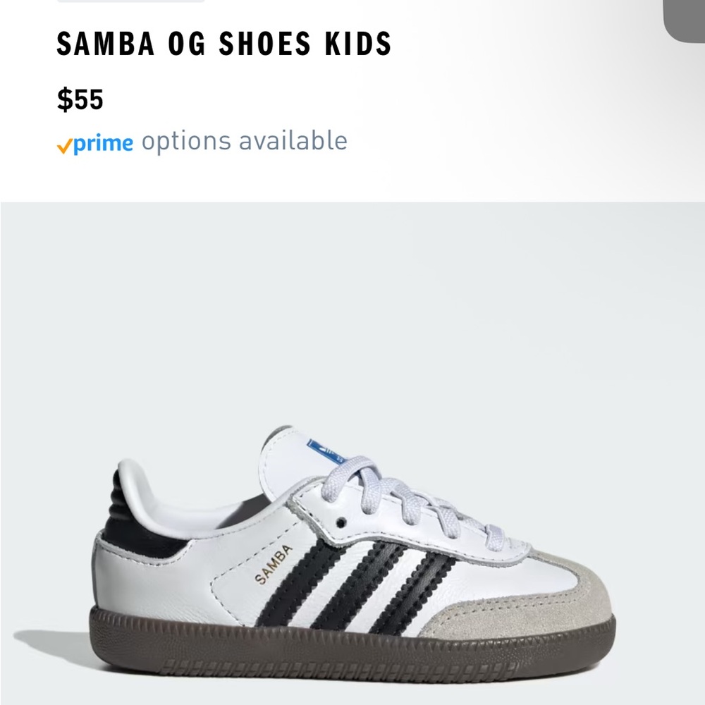 Adidas Samba OG Kids Sneakers - White, Black, and Gray